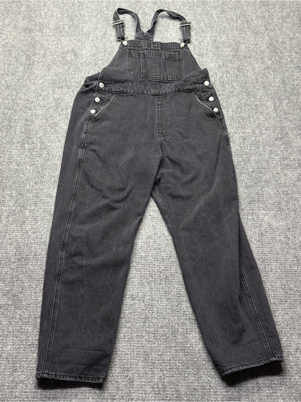 Abercrombie & Fitch Overalls Womens Large Black Denim Straight Leg Bib Jeans